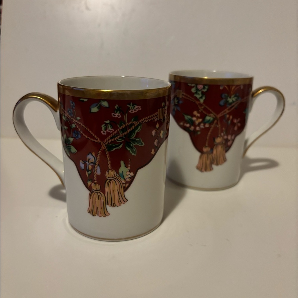 Set of 2 Christian Dior Tapisserie Coffee Mugs.  AS IS.